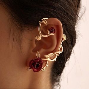 Gold-Colored Rose Ear Cuff